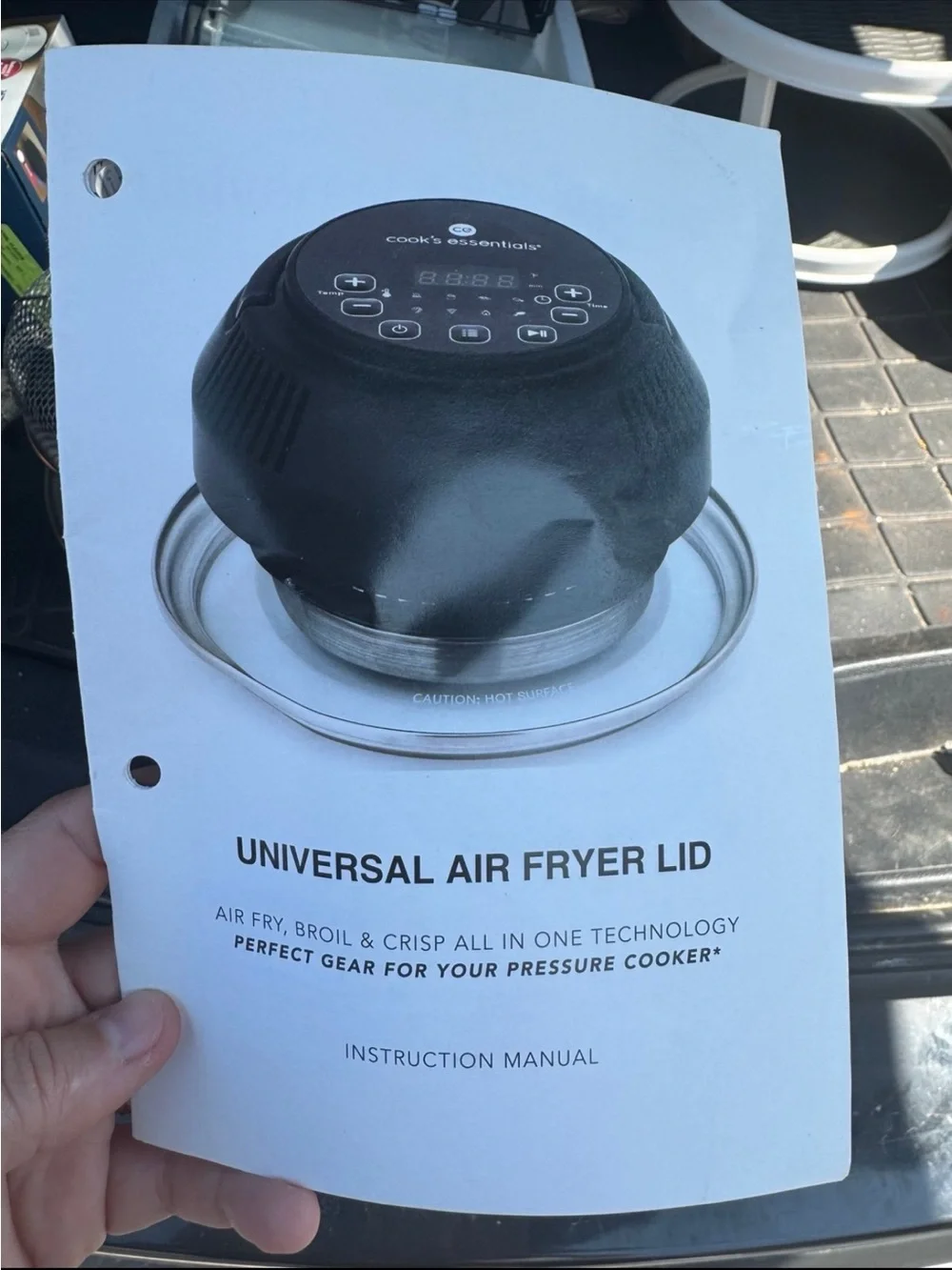 Cook's Essentials Universal Air Fryer Lid - Black with Clear Glass Rim
